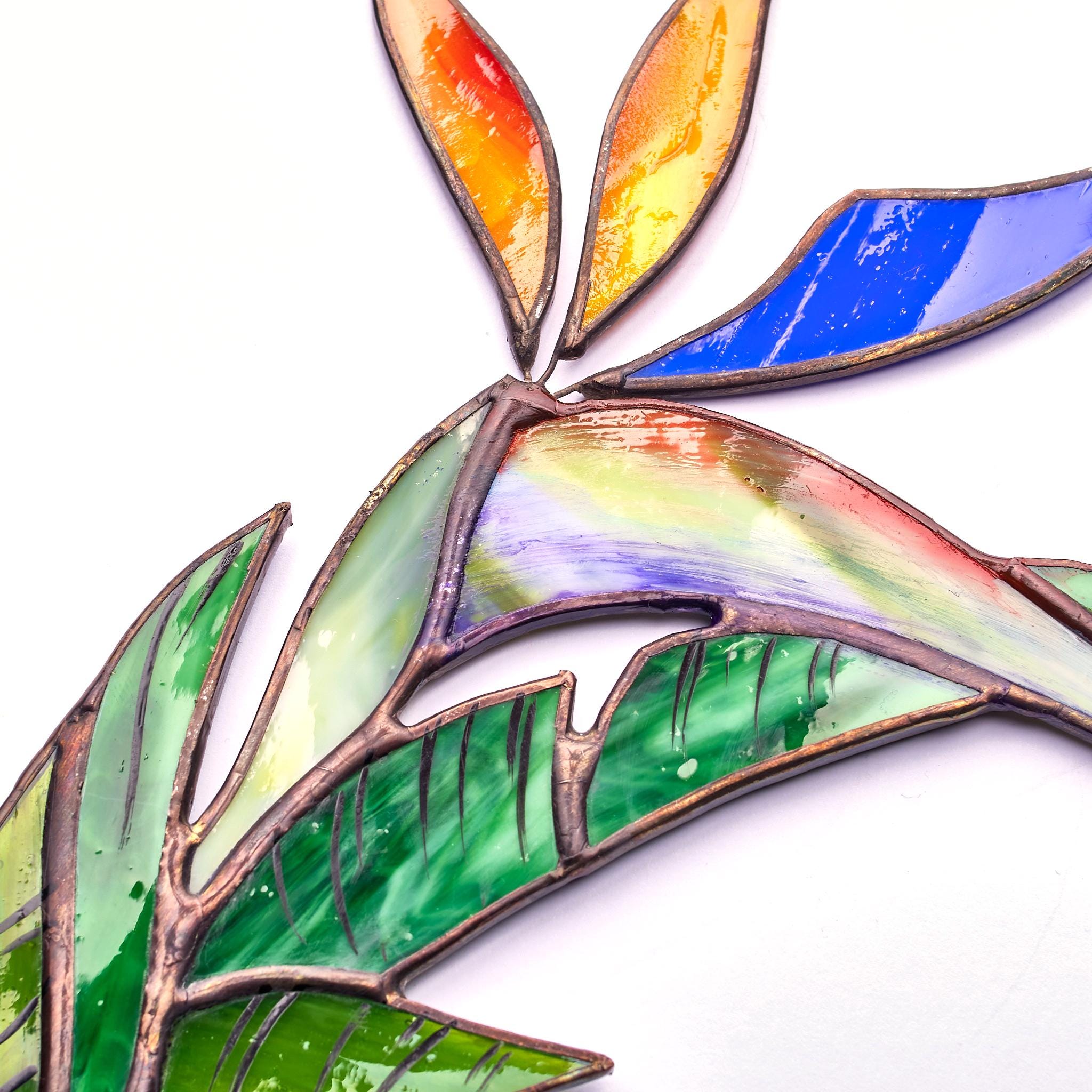 Stained Glass Bird of Paradise Flower – Handmade Tropical Table Décor ...