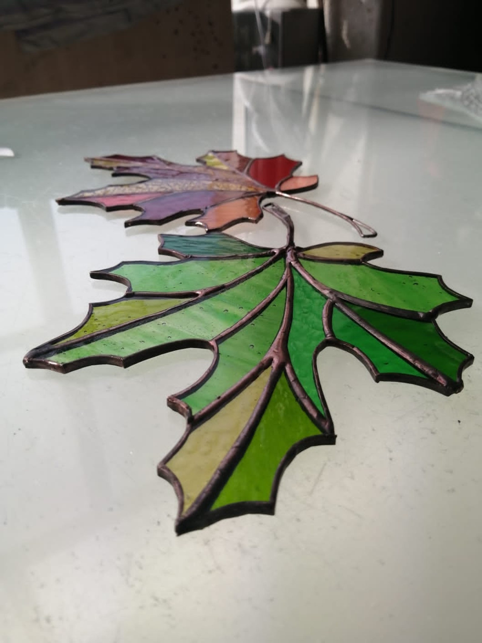 Maple Stained Glass Leaf Suncatcher Fall Leaves Autumn Etsy