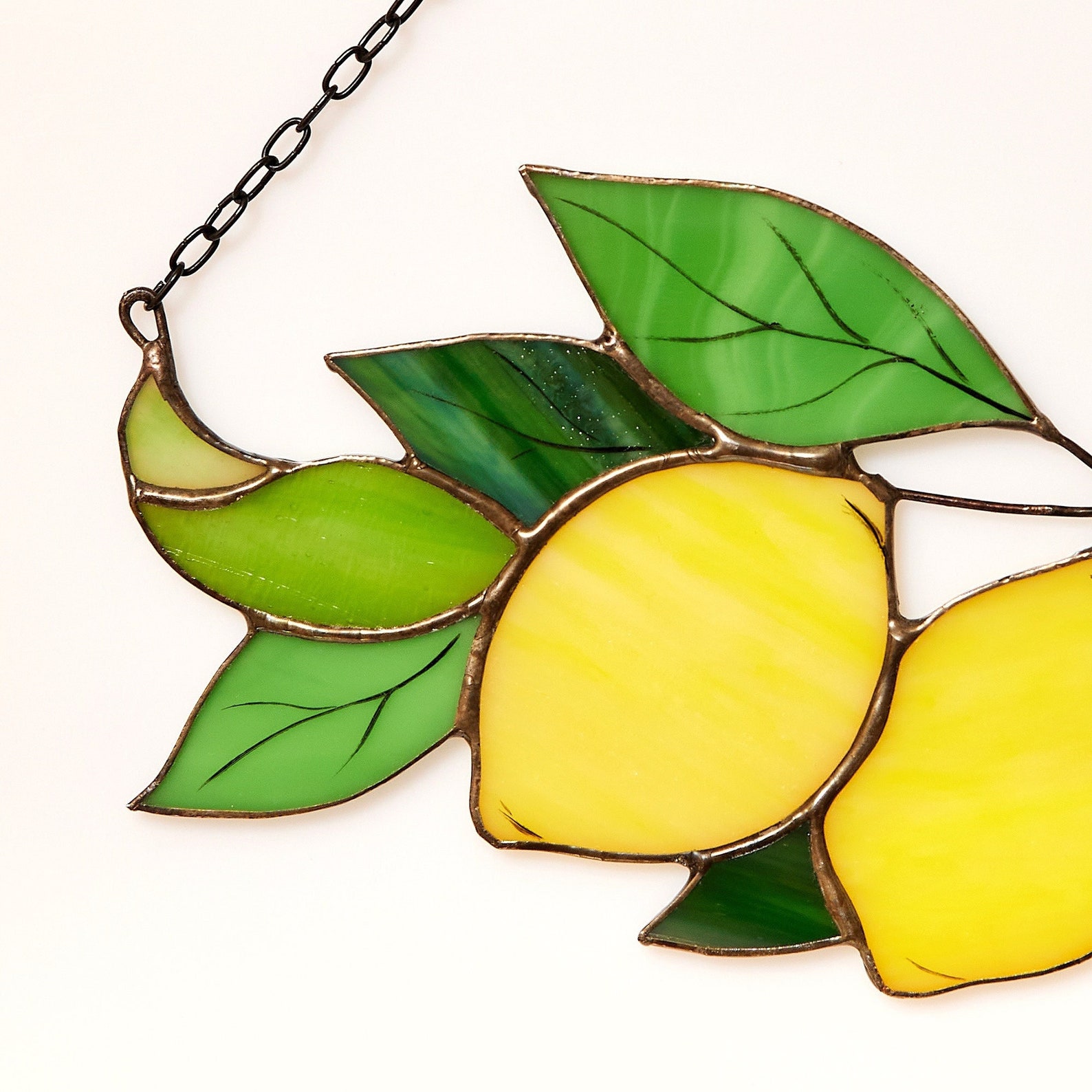 Lemon Branch Stained Glass Suncatcher Window Hangings Lemon Etsy