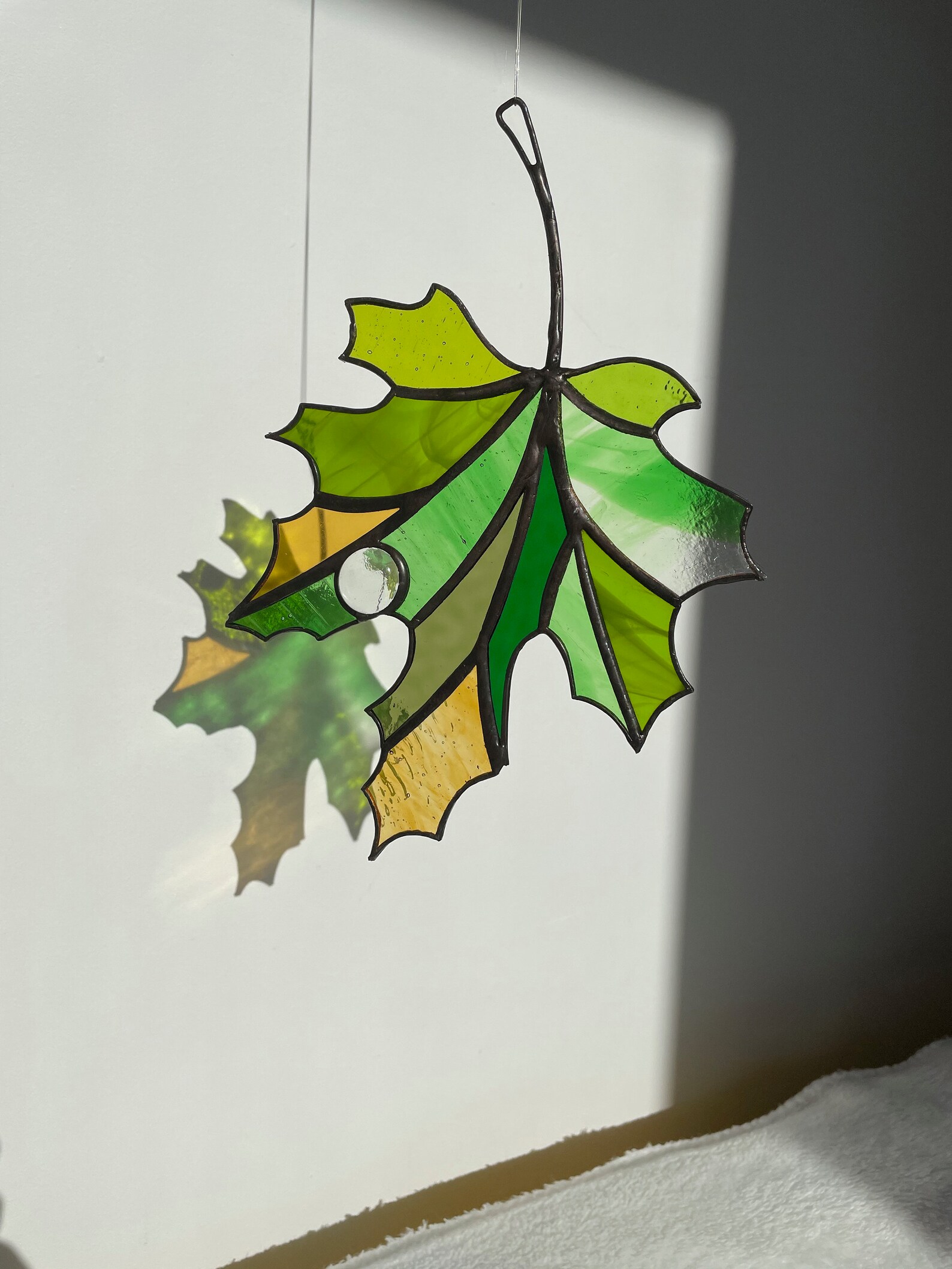 Maple Stained Glass Leaf Suncatcher Fall Leaves Autumn Etsy