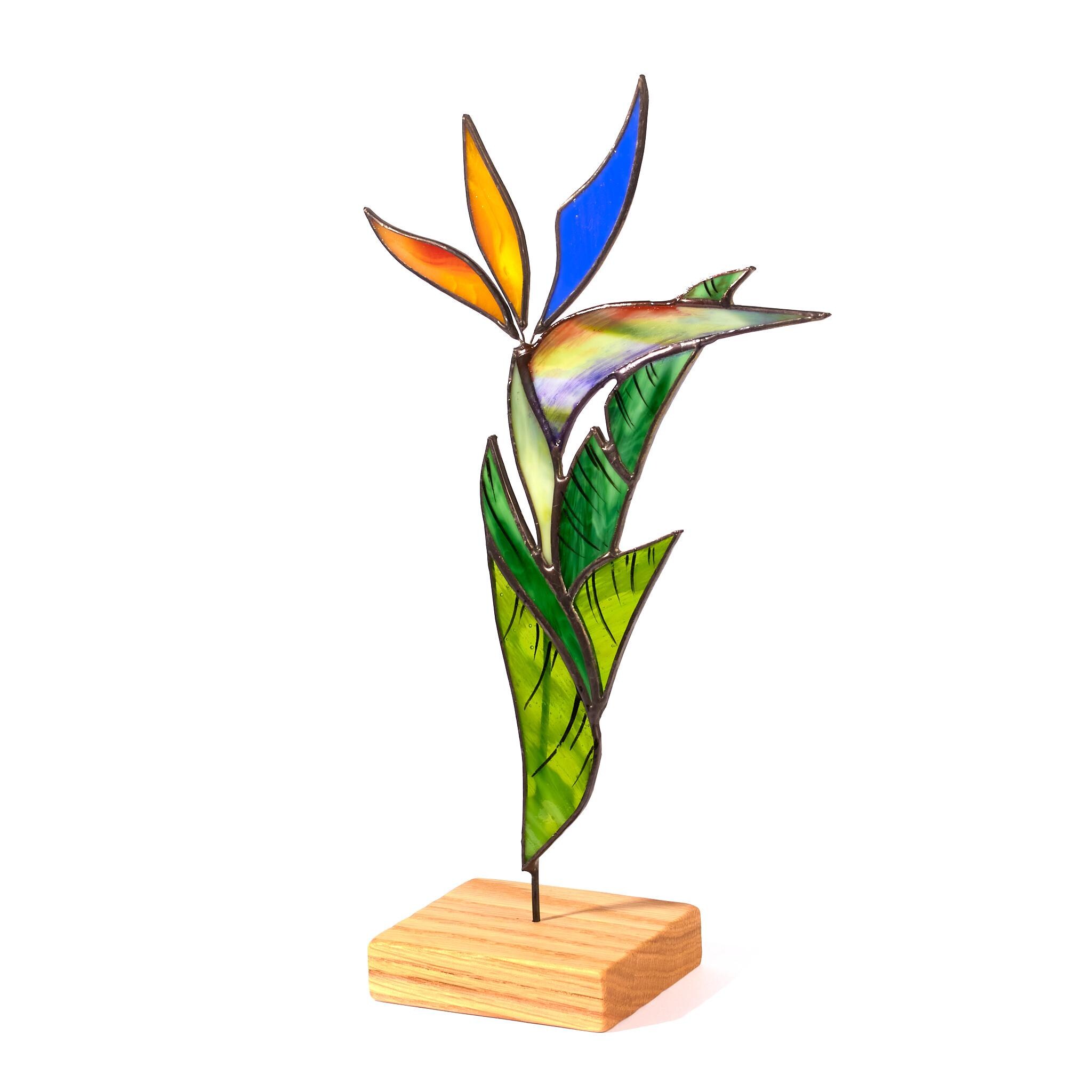 Stained Glass Bird of Paradise Flower – Handmade Tropical Table Décor ...