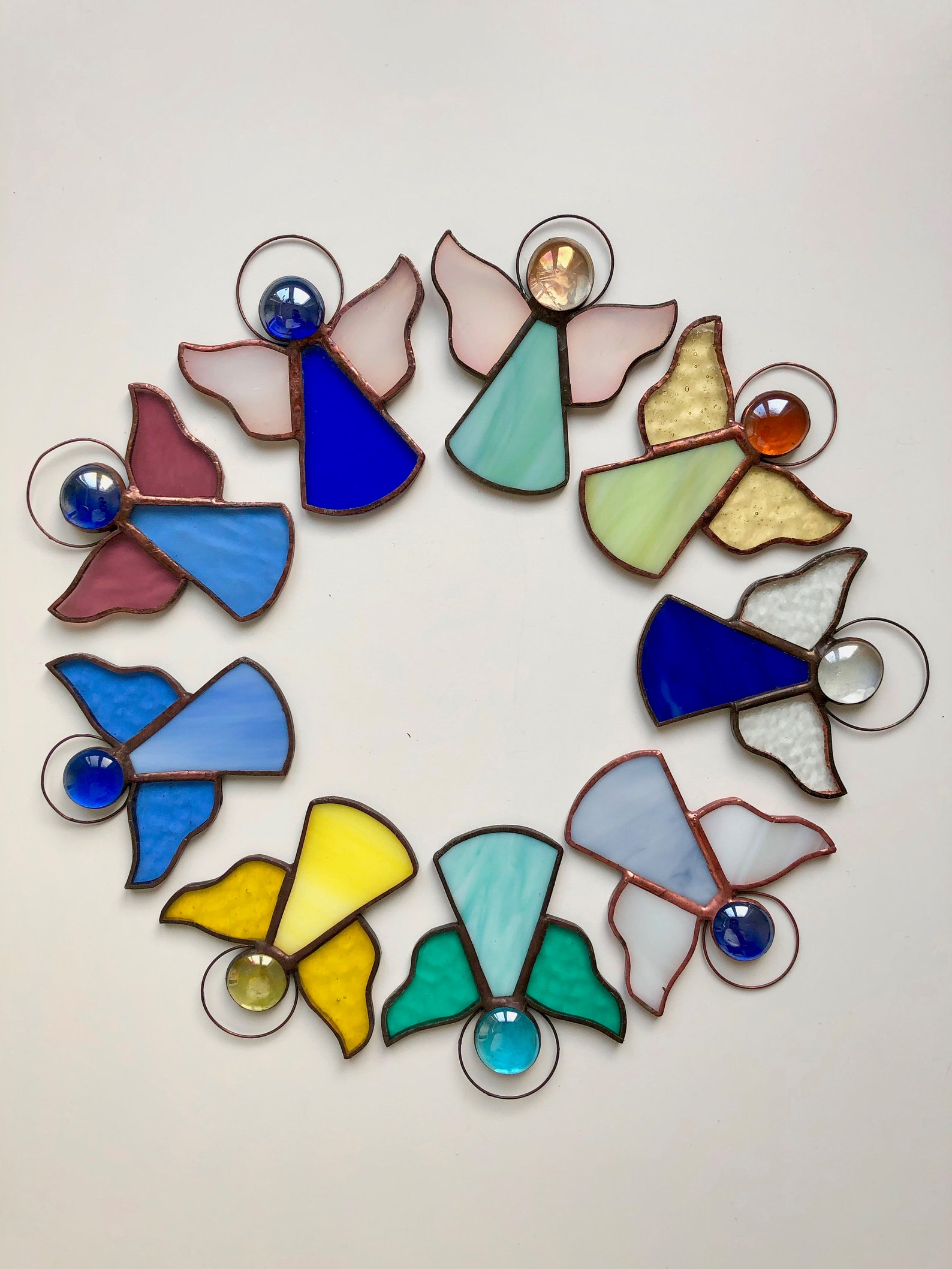 Set of Stained Glass Angel Handmade Ornament Beautiful  Etsy