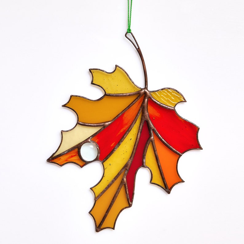 Maple Stained Glass Leaf Suncatcher Fall Leaves Autumn Etsy