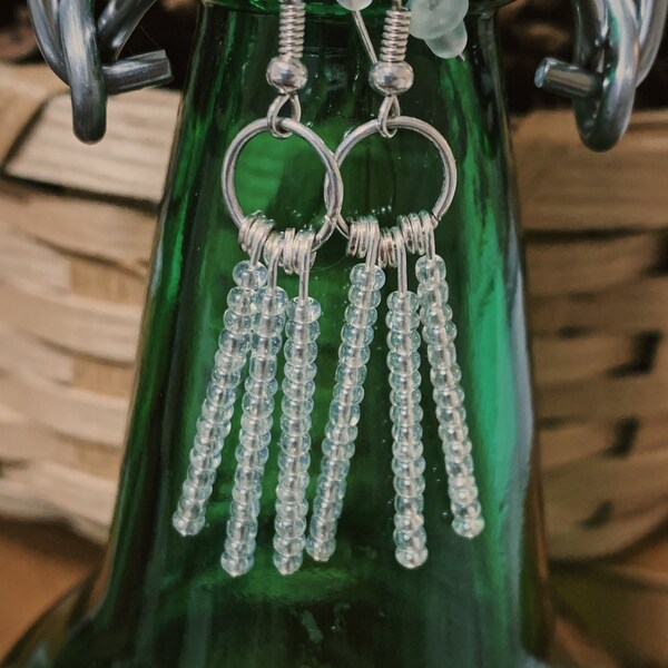 Handmade beaded tassel dangle earrings