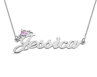 Crown Name Necklace Etsy
