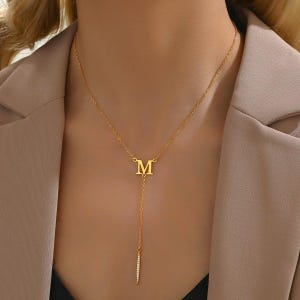 Collar con inicial personalizado, regalo para el Día de la Madre, collares con letras especiales, collar con inicial de cola larga para mamá, regalos personalizados