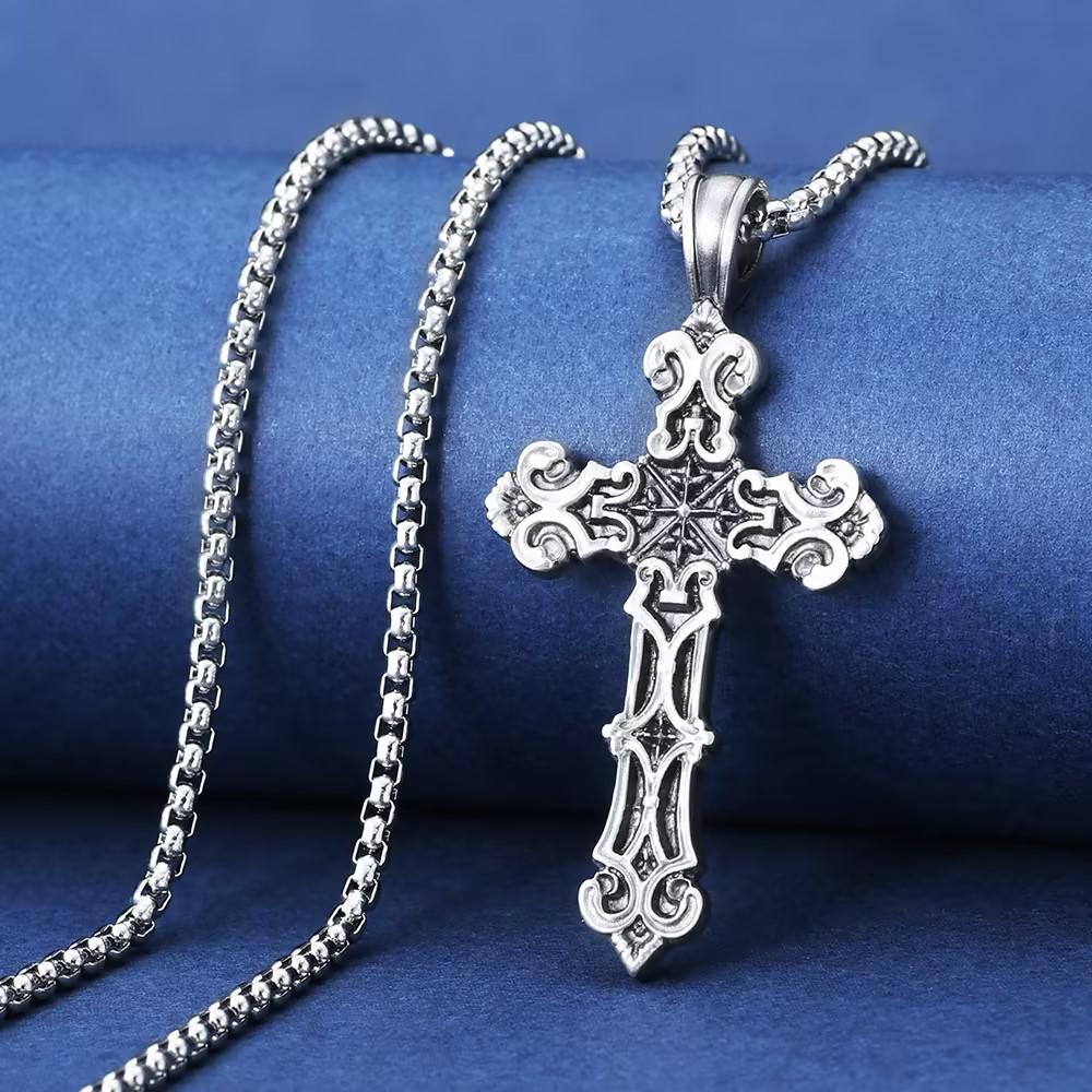 925 Sterling Silver Ornate Cross Pendant Necklace – Vintage Filigree ...
