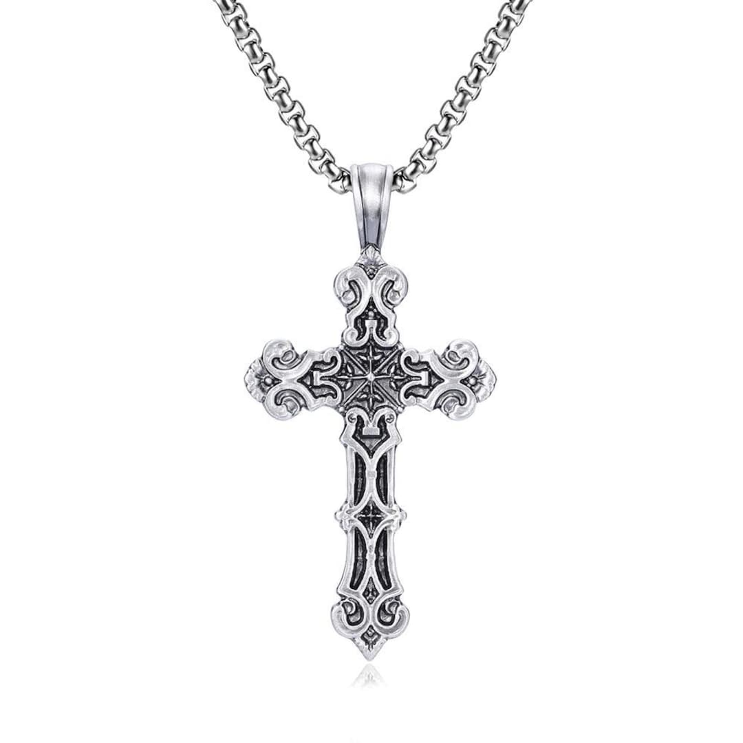 925 Sterling Silver Ornate Cross Pendant Necklace – Vintage Filigree ...