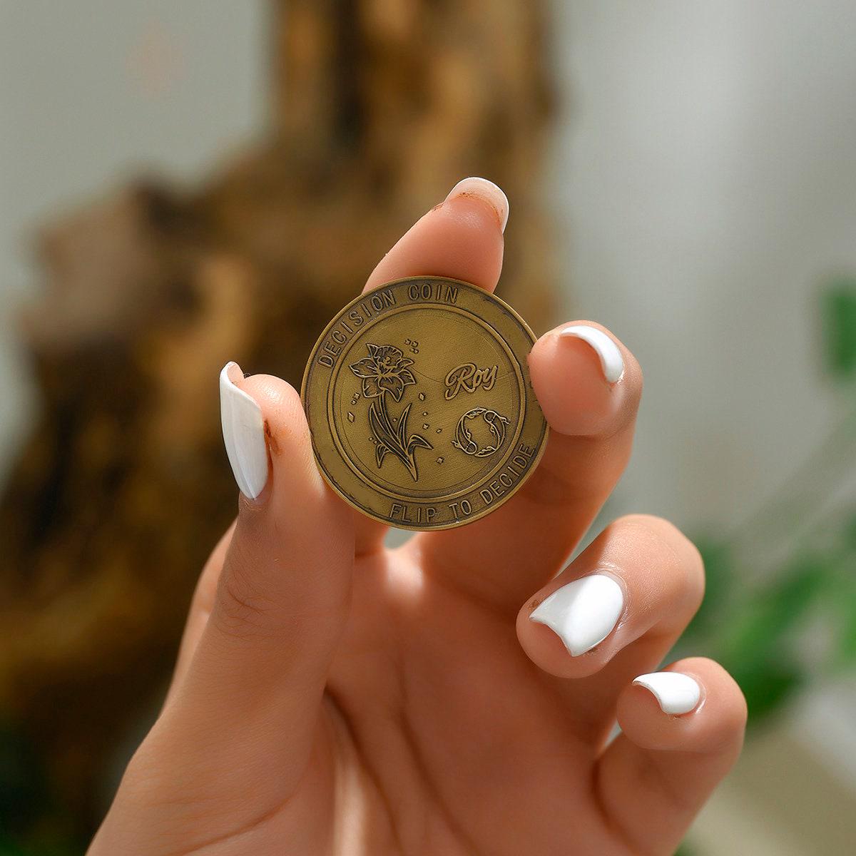 カスタムメンタルフリッピングコイン意思決定者、パーソナライズされた誕生星座コイン、彼女/彼へのチャレンジギフト、記念日の誕生日ギフト - Etsy 日本