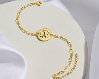 Medical Alert ID Bracelet for Women, Customized Medical Jewelry, Emergency Contact Bracelet, Allergy Bracelet, Type 1 Diabetes, Epilepsy
