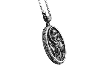 Artemis Charm Necklace in Sterling Silver, Collectable Medallion, Handmade Pendant Necklace Gift, Greek Mythology Goddess Necklace, Men Gift