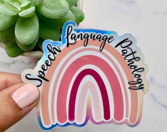 Speech Language Pathology Sticker: Holographic Rainbow SLP Vinyl Decal