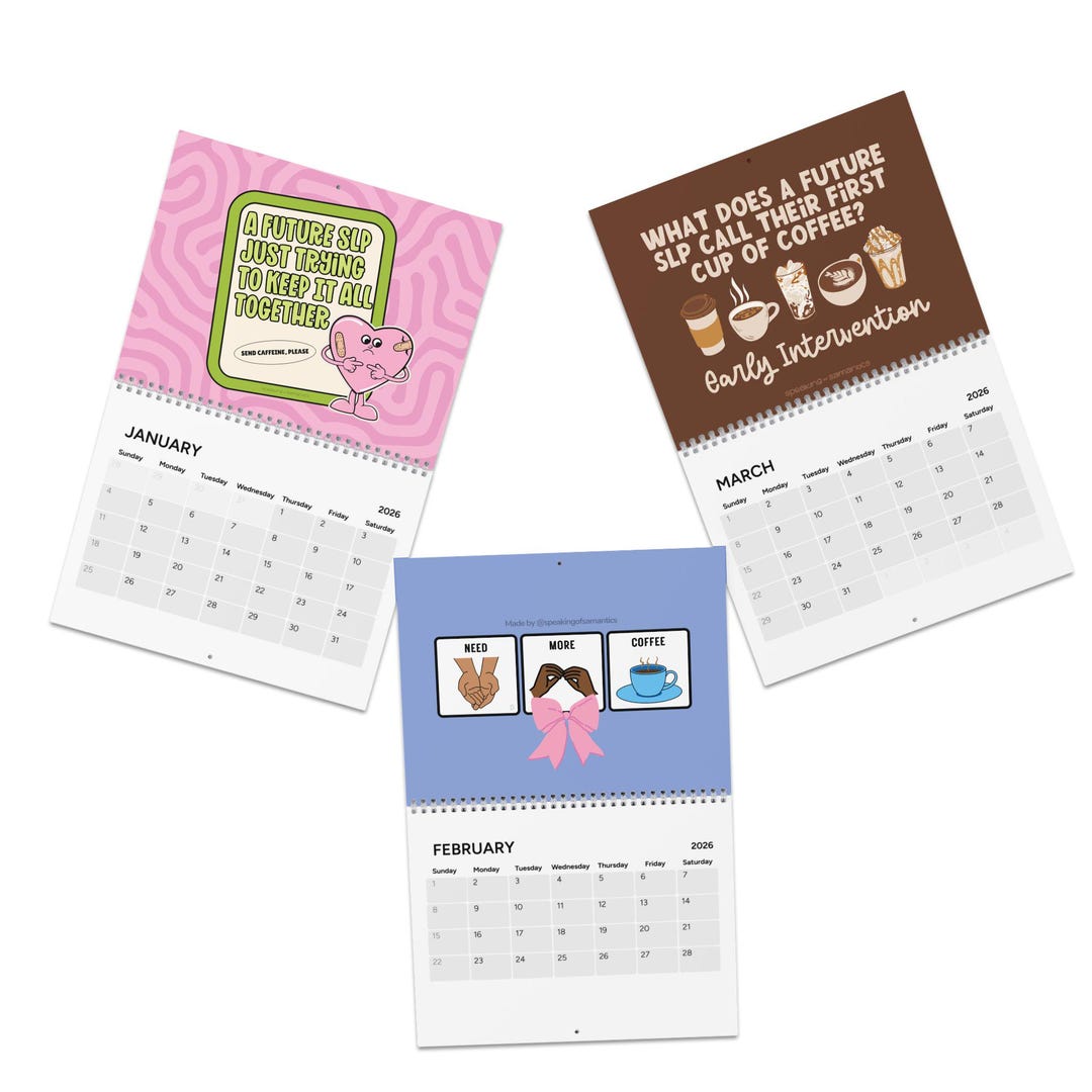 SLP Grad Student Calendar Future SLP Office Decor 2026 CSD Major Gift ...