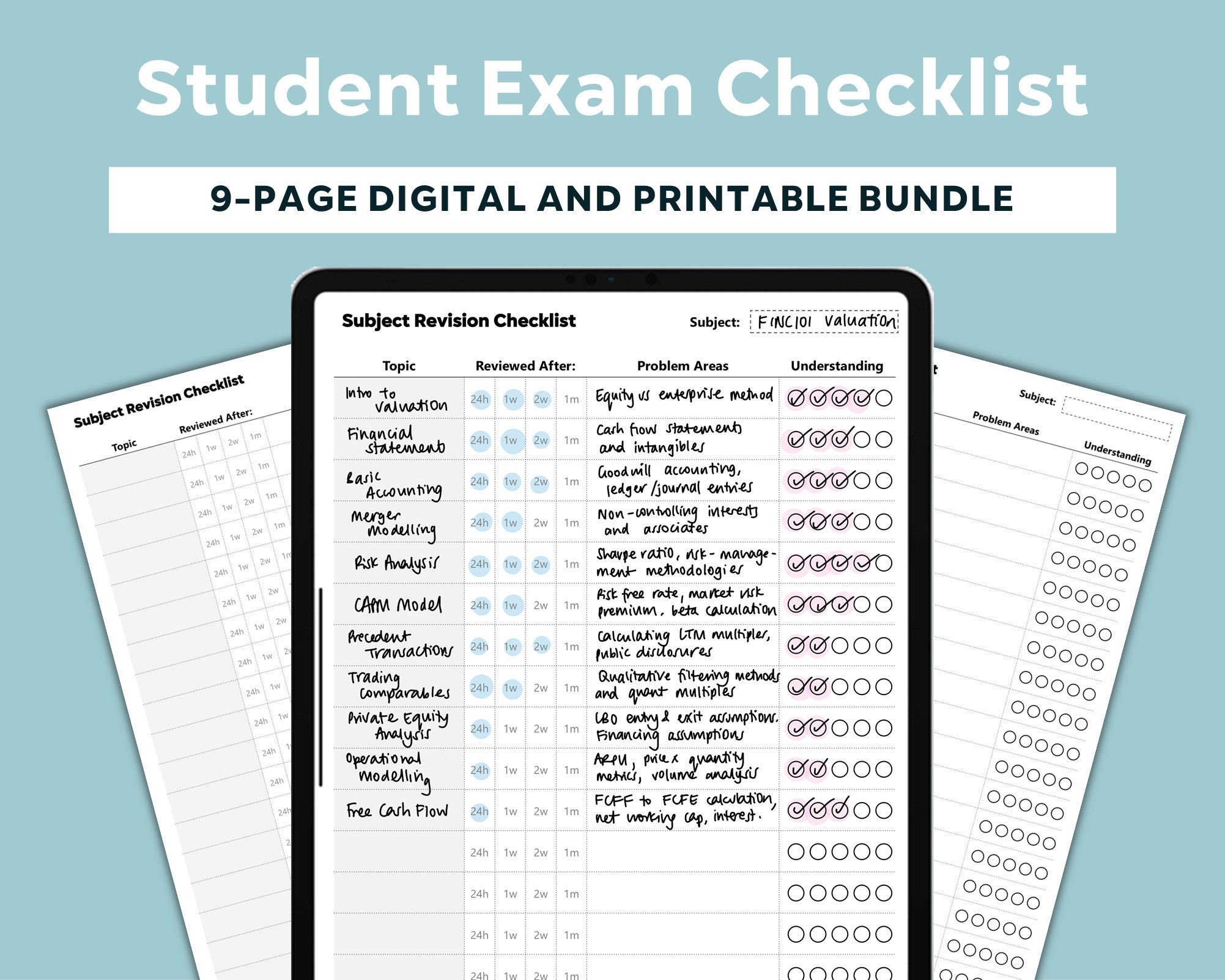 Prüfung Checkliste Revision Printable Tracker - Etsy.de