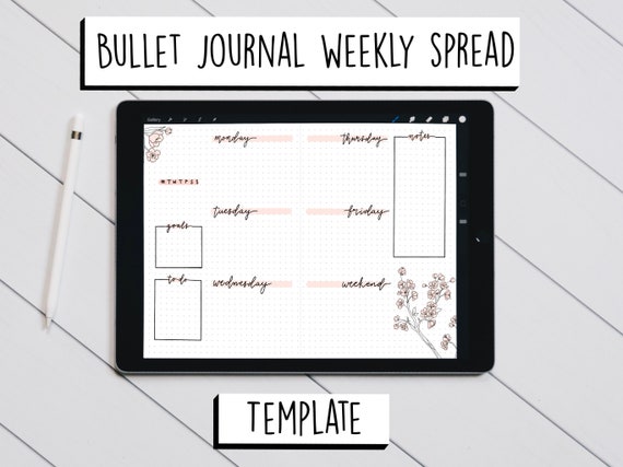 Bullet Journal Weekly Spread Template Weekly Planner Daily - Etsy Bullet Journal Weekly Spread Template Weekly Planner Daily - Etsy