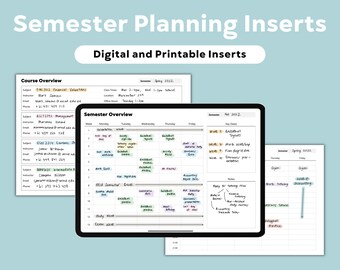 college student planner pdf Semester Planning Student Digital Printable Inserts, College PDF iPad Goodnotes Notability, 2023 Planner, Instant Download Minimal Template
