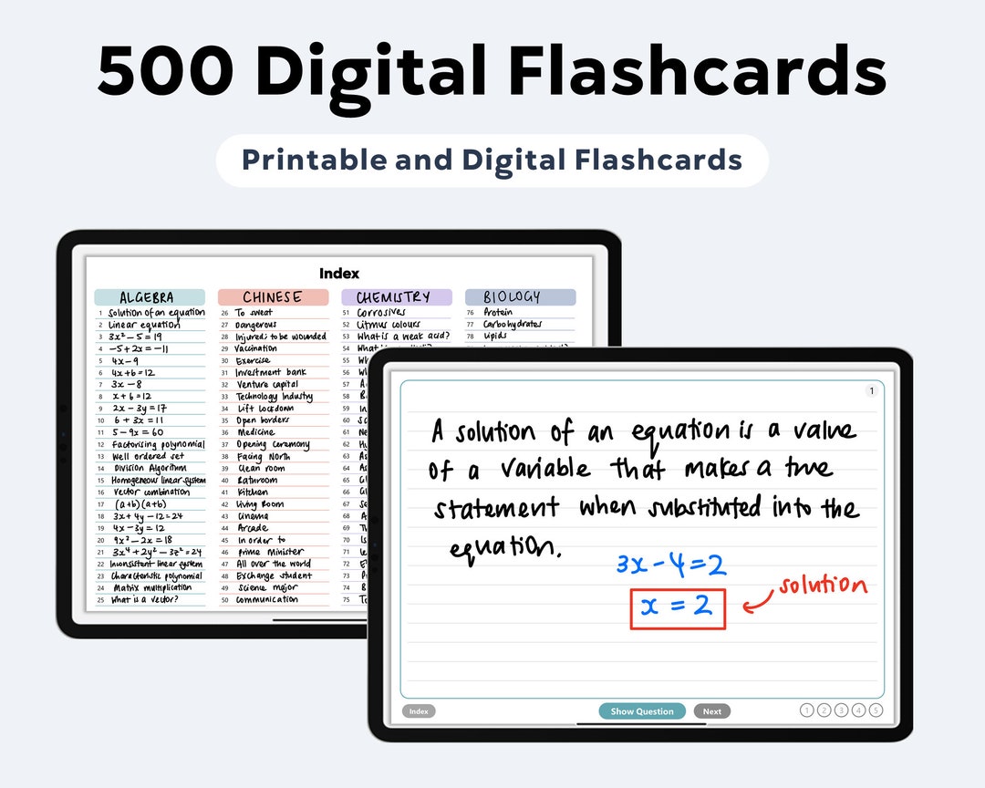 500 Digital Flashcards Ipad Goodnotes Notability Student Etsy Australia