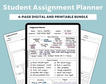 assignment notebook drawing Student Assignment Planner Printable for College, Instant Download Digital Template Log, iPad, Goodnotes, Notability, Minimal Bullet Journal
