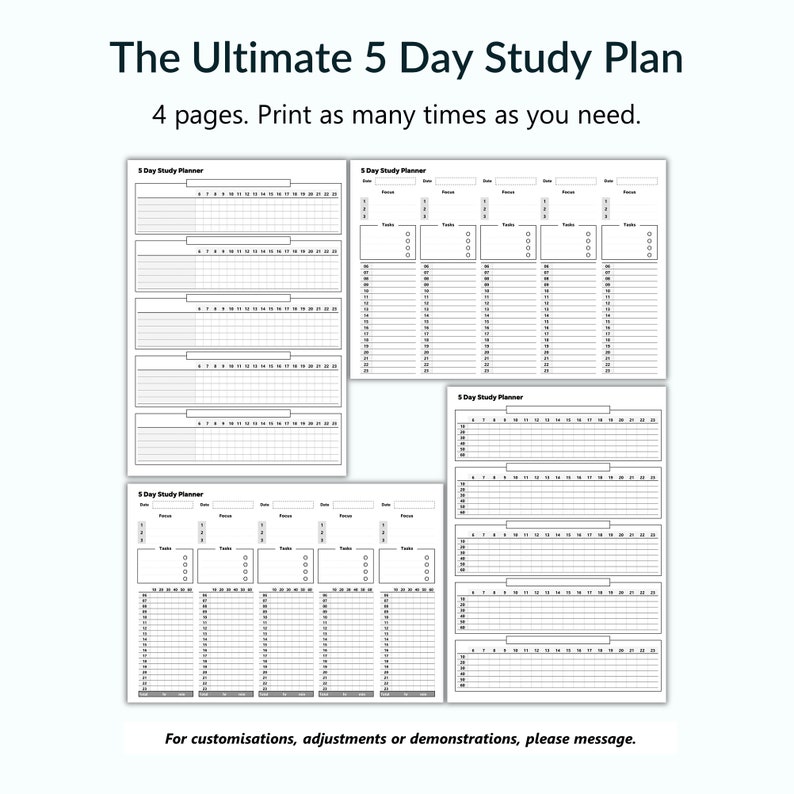 five-day-study-plan-digital-printable-template-pack-students-etsy-de