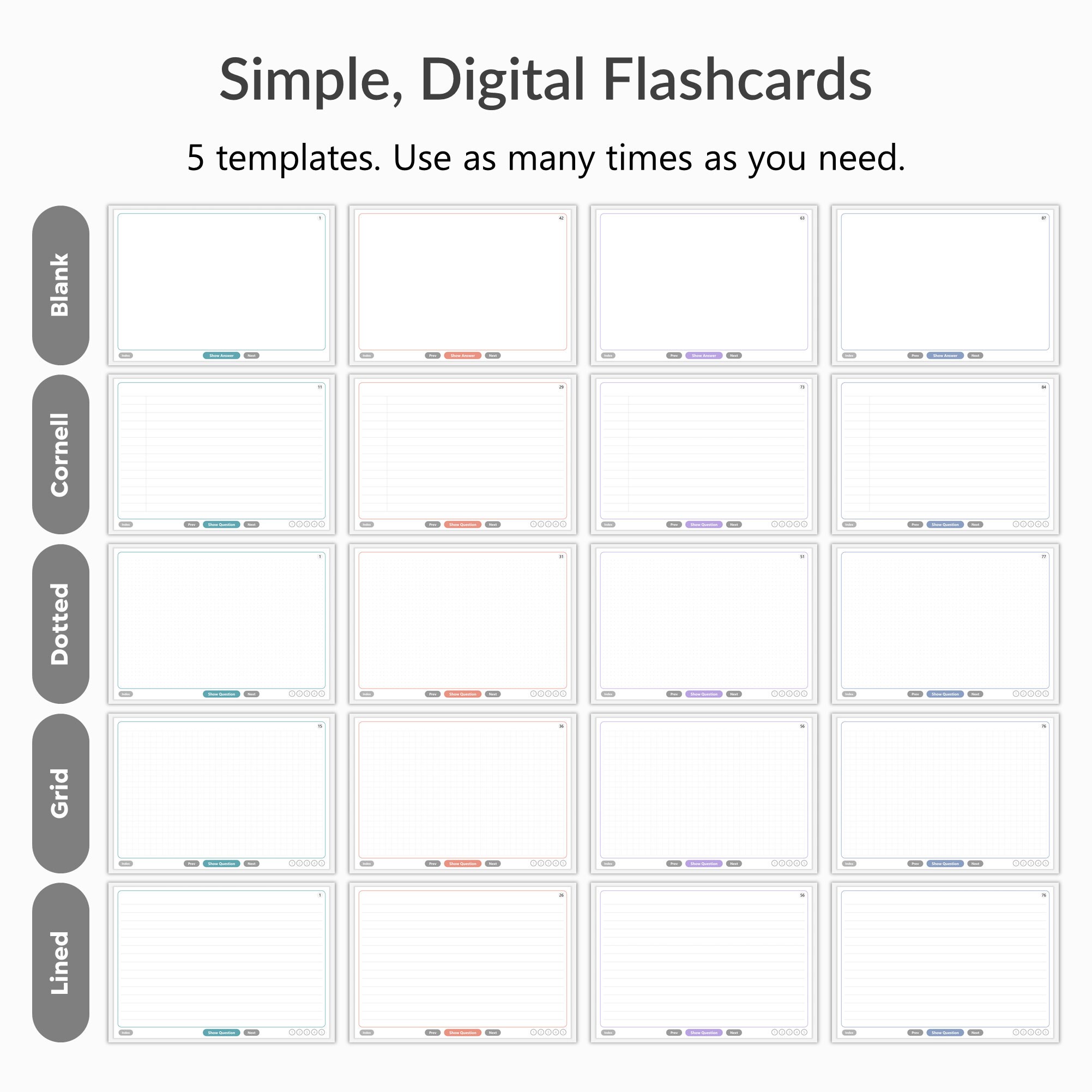 500 Digital Flashcards Ipad Goodnotes Notability Student Etsy Australia
