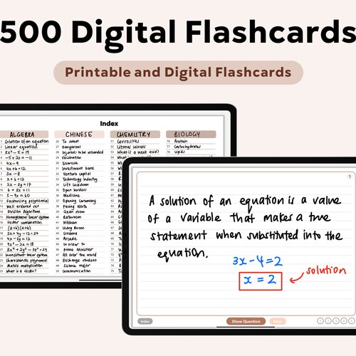 500 Digital Flashcards Ipad Goodnotes Notability Student Etsy Australia