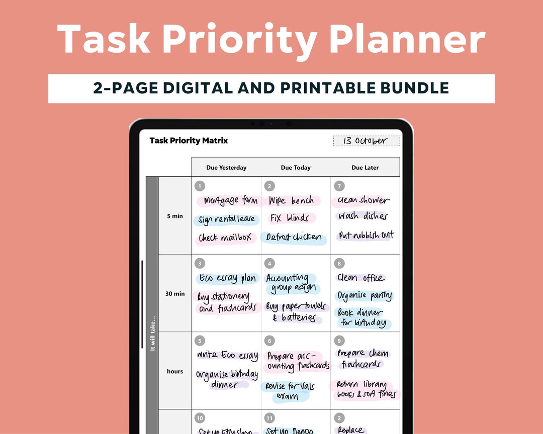 Task Priority Matrix Planner Template Printable Digital - Etsy