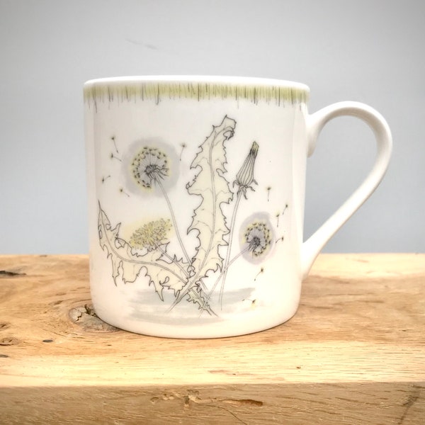 Dandelion Large Mug Bone China Mug Tea Mug Coffee Mug Illustrated Mug Botanical Mug Tea Cup Coffee Cup