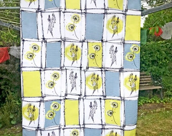 50s Dandelion Tea Towel: Vintage Style Retro Cotton Dish Cloth