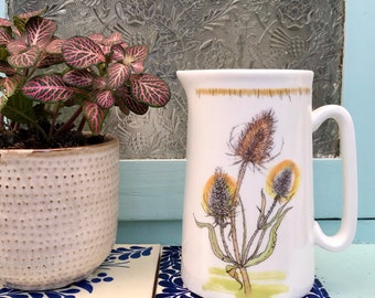 Teasel Bone China Pitcher: Botanical Floral 1 Pint Milk Jug (20oz)