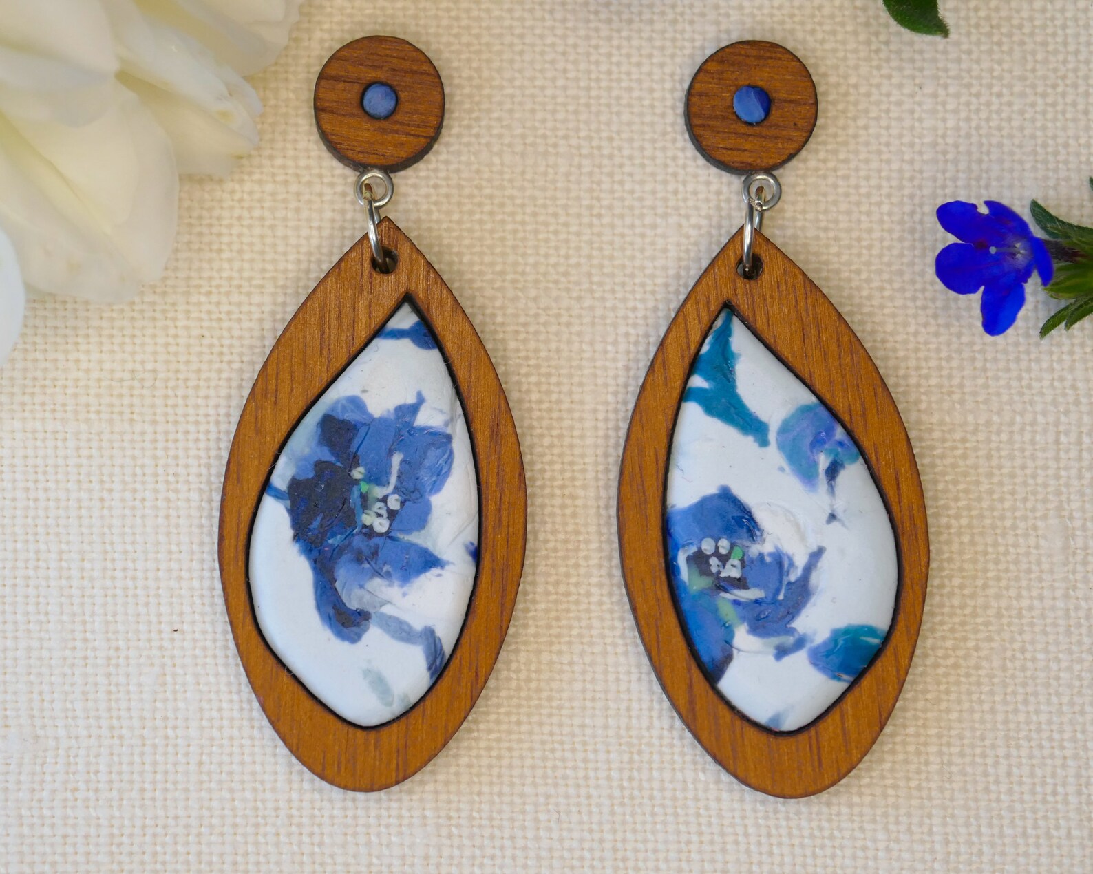 Polymer clay and wood earrings Etsy