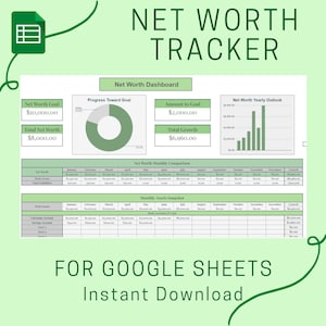 Net Worth Tracker Spreadsheet Template for Google Sheets, Personal Finance Calculator, Asset and Liabilities Dashboard, New Years Resolution