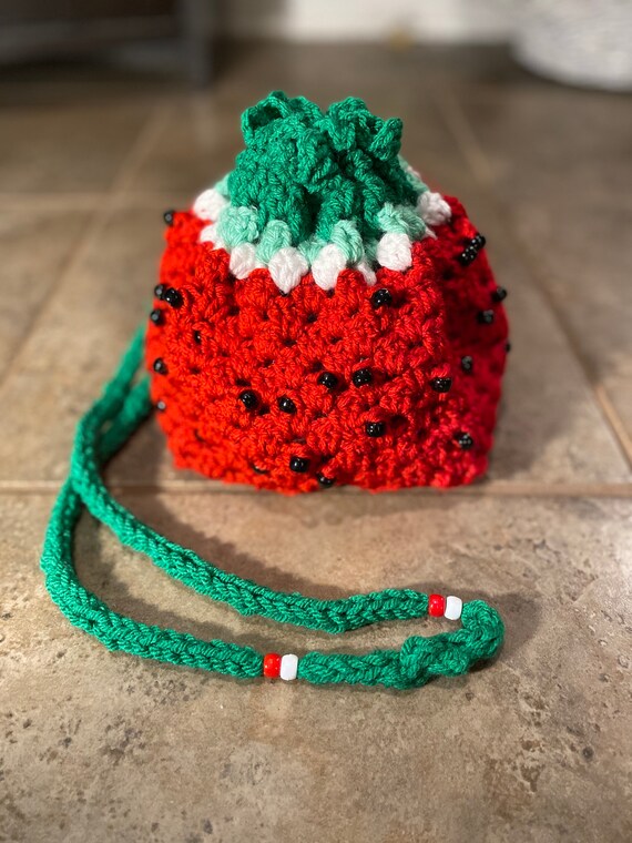 crochet strawberry bag