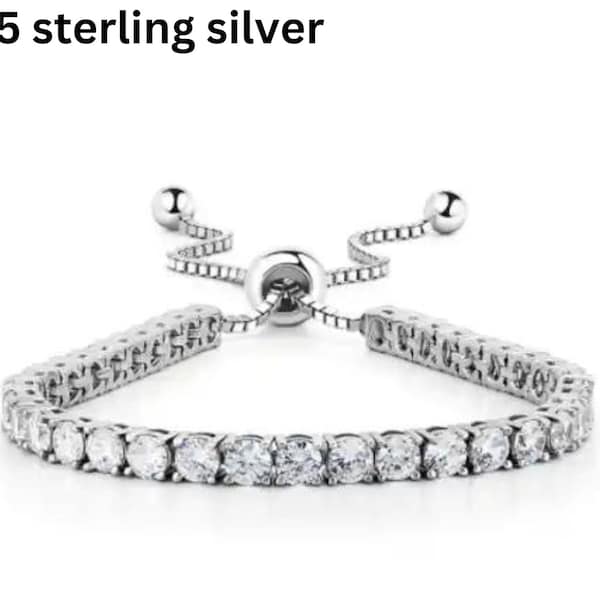 925 Sterling Silver tennis Bracelet 14k white gold Bracelet For Women CZ, Gift for Her- For Girlfriend- valentines day gifts with gift pouch