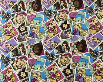 Black barbie fabric | Etsy