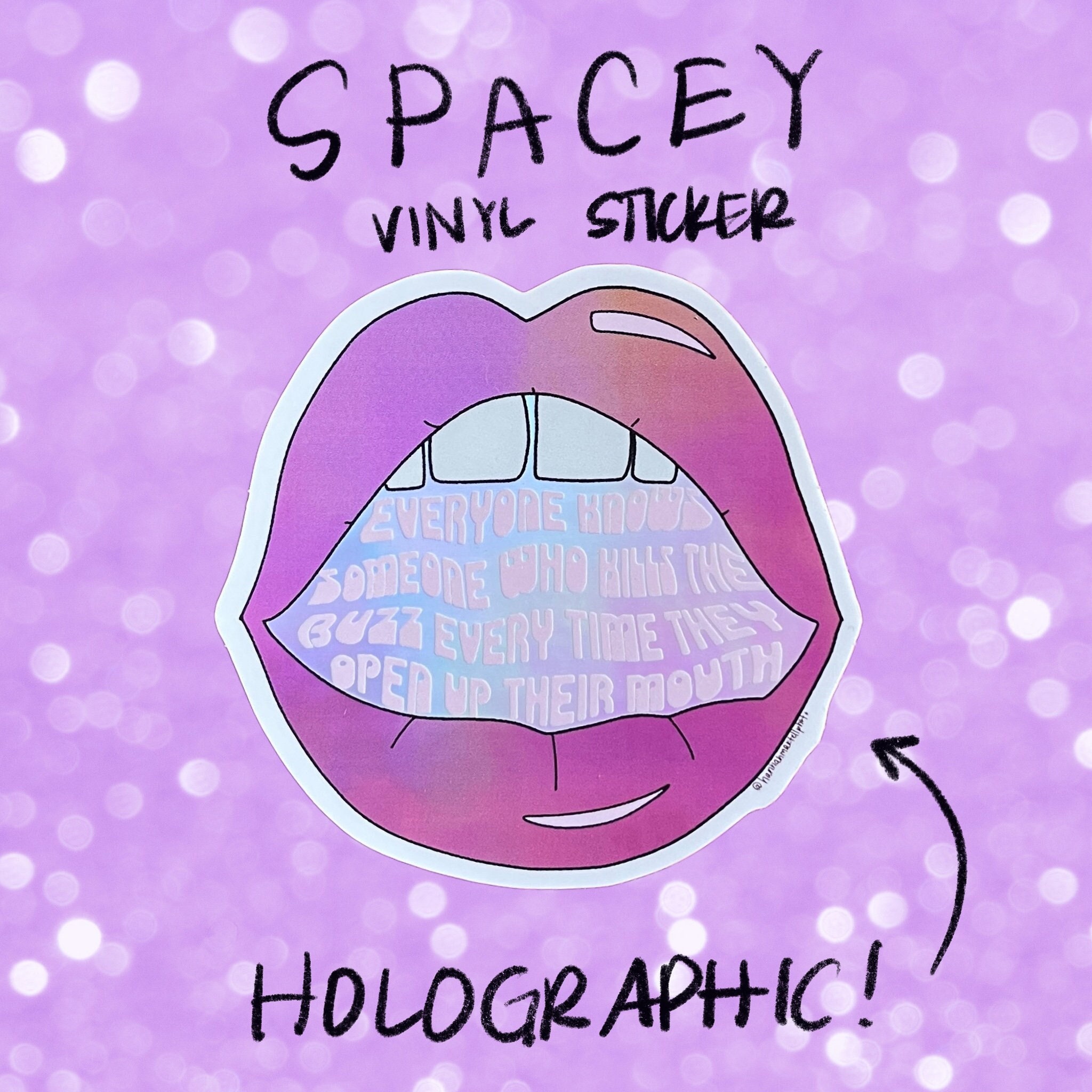 Spacey Holographic Vinyl Sticker Etsy