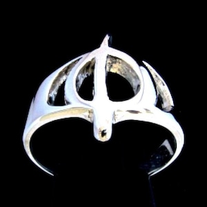 Sterling Silber Ring Initial Phi Griechisches Alphabet Buchstaben Symbol hochpoliert 925 Silber unisex Ring