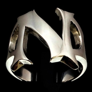 Sterling silver initial N ring alphabet letter high polished 925 silver unisex ring