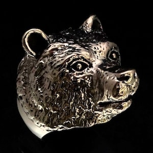 Sterling silver Animal ring Brown Bear high polished and antiqued 925 silver wild animal ring