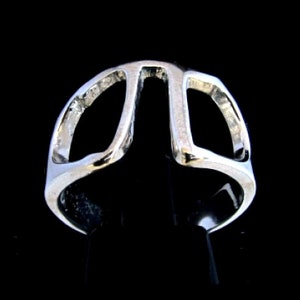 Anillo de plata esterlina con símbolo de letra del alfabeto griego Pi inicial, anillo unisex de plata 925 muy pulido