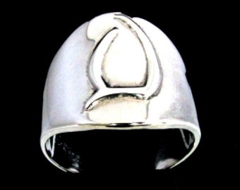 Sterling silver Elder Scrolls symbol ring Xayah Daedric alphabet initial high polished 925 silver