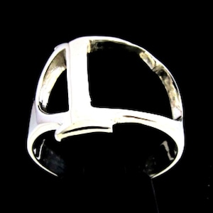 Anillo unisex de plata de ley 925 con letras mayúsculas del alfabeto griego y iniciales Gamma