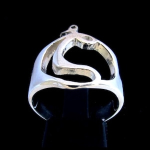 Anillo de plata esterlina con inicial Zeta, símbolo de letra del alfabeto griego, anillo unisex de plata 925 muy pulido