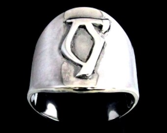 Sterling silver Elder Scrolls symbol ring Web Daedric alphabet initial high polished 925 silver