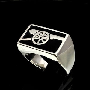 Sterling Silver Medieval Army Ring Cannon Artillery Weapon With Black ...