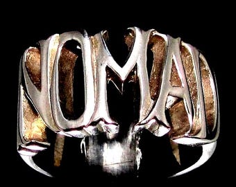 Sterling Silver Biker Ring: Nomad One word Bold Letter Band