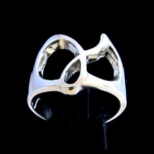 Anillo de plata esterlina con inicial Gamma, símbolo de letra del alfabeto griego, anillo unisex de plata 925 muy pulido