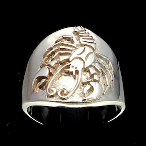 Sterling silver Cancer ring Zodiac Horoscope symbol Water Star sign high polished 925 silver