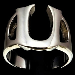 Sterling silver initial U ring alphabet letter high polished 925 silver unisex ring