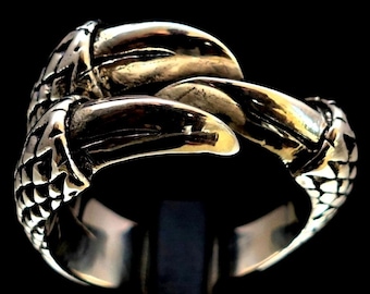 Sterling silver Dragon Claw ring with three Talons Medieval Mythical animal high polished and antiqued 925 silver unisex ring