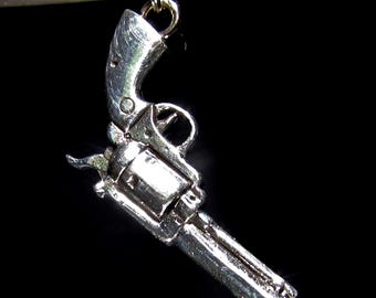 Ciondolo Pistola Cowboy Argento Per Bracciale Charm | Fatto A Mano | Regalo Originale Far West